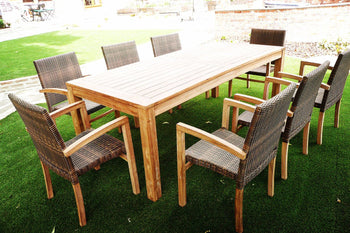 The Hemsworth 8 Seater Teak & Rattan Garden Furniture Set